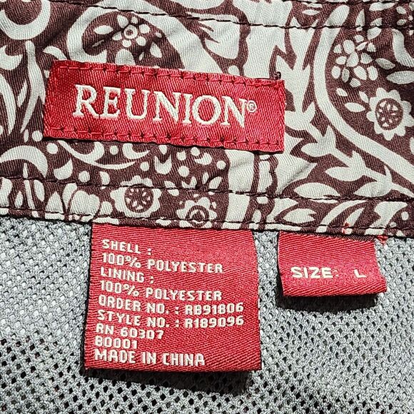 Reunion Swim Trunks Shorts‎ Mens Size Large Brown Hawaiian Print Lined Pockets - Picture 10 of 10